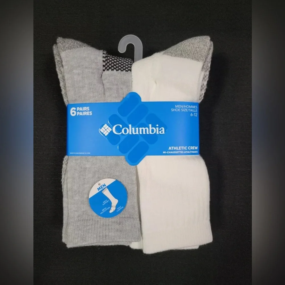 COLOMBIA athletic Cushioned crew socks  White/gray
